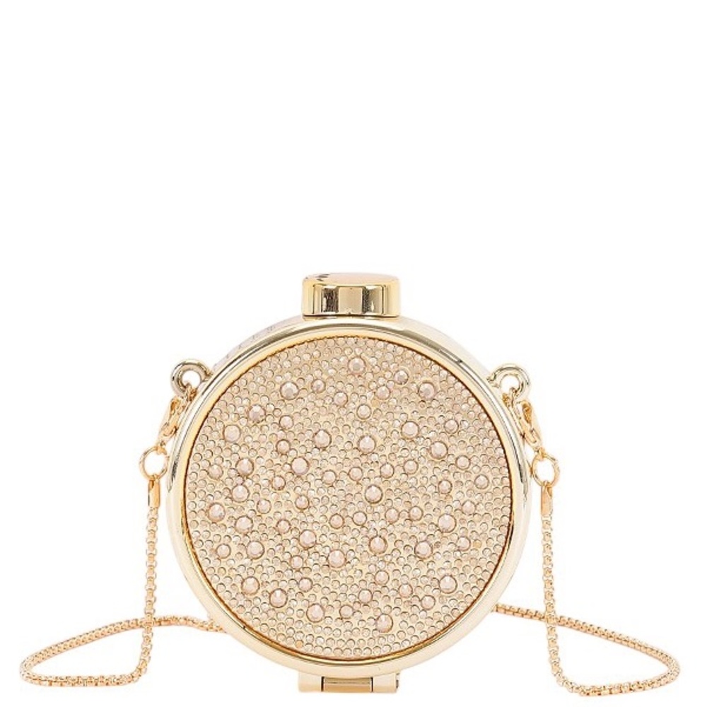 Gold or Silver Metal Bling Mirror Mini Clutch Bag